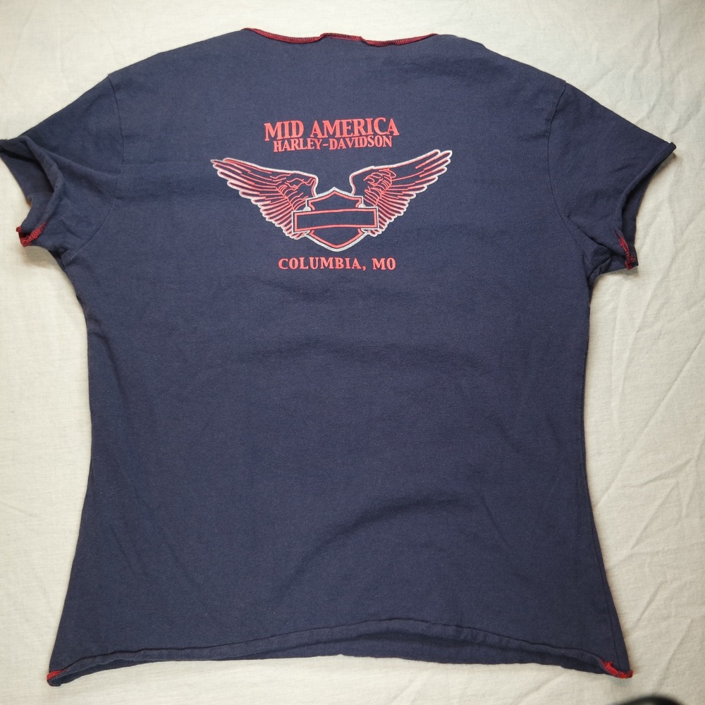 Vintage Harley-Davidson Womens American Pride Eagle Graphic Tee Navy Blue Large - Picture 9 of 10